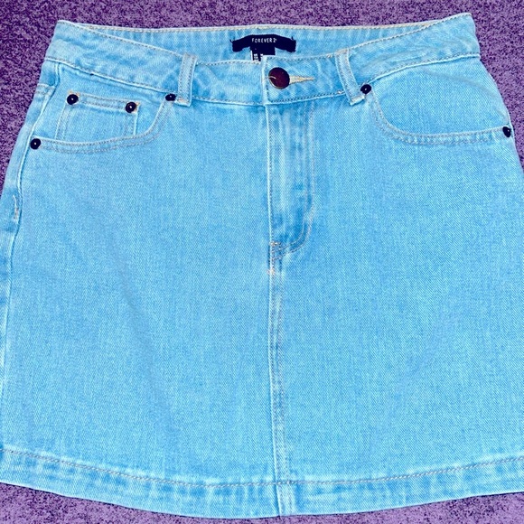 Forever 21 Dresses & Skirts - $11 Forever 21 mini skirt size medium light jeans blue